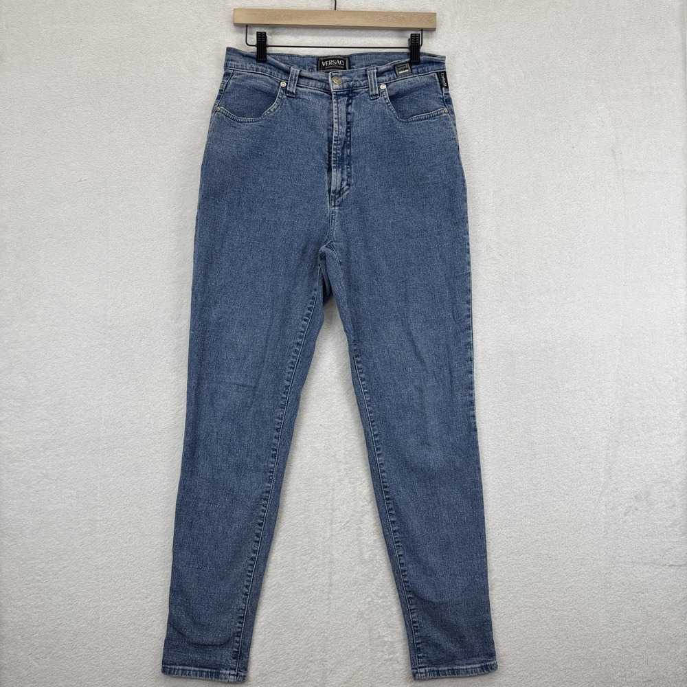 Vintage Versace Jeans Couture Jeans Womens 28 High Rise Tapered Medusa Patch 90s